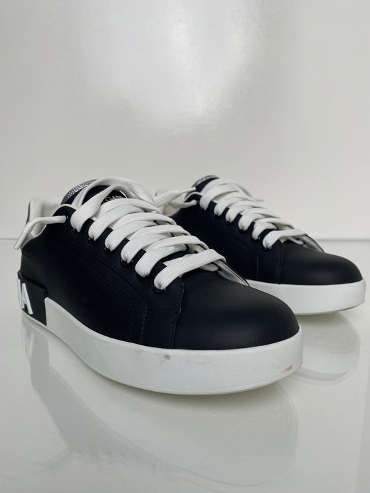 Dolce & Gabbana Black Leather Sneakers, 38