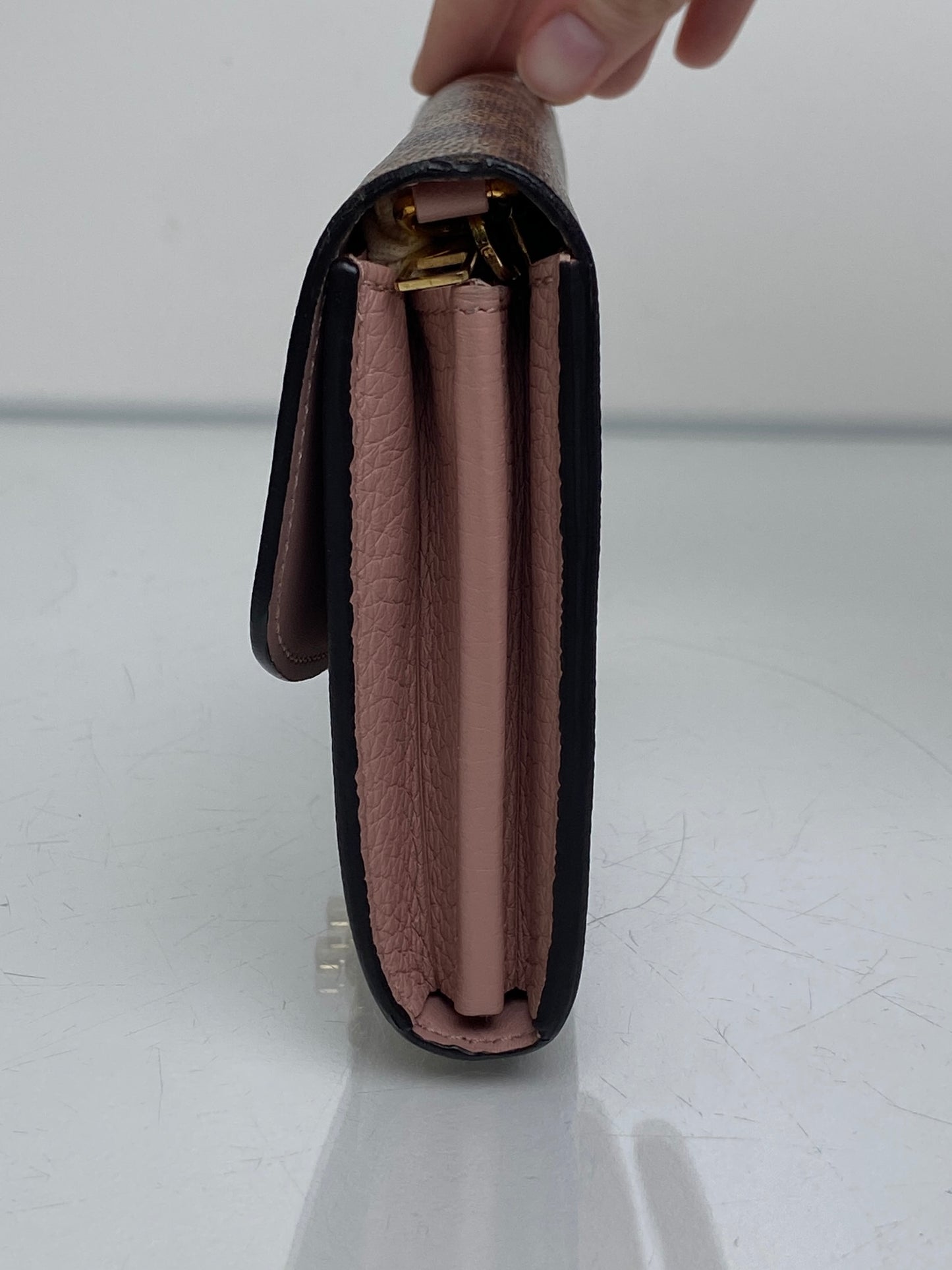 Louis Vuitton Pink & Damier Ebene Croisette Wallet On The Chain Bag GHW