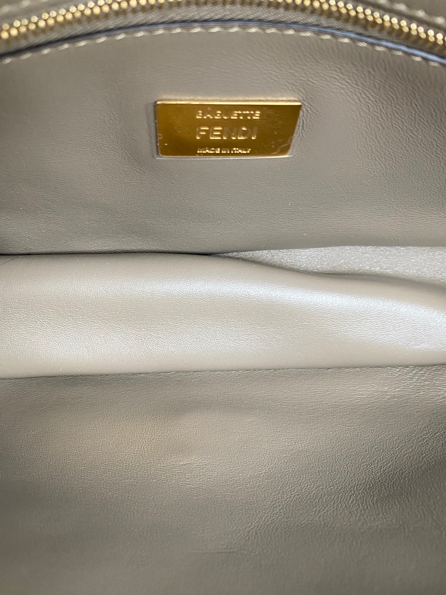 Fendi Grey Mink Fringe Baguette Bag GHW