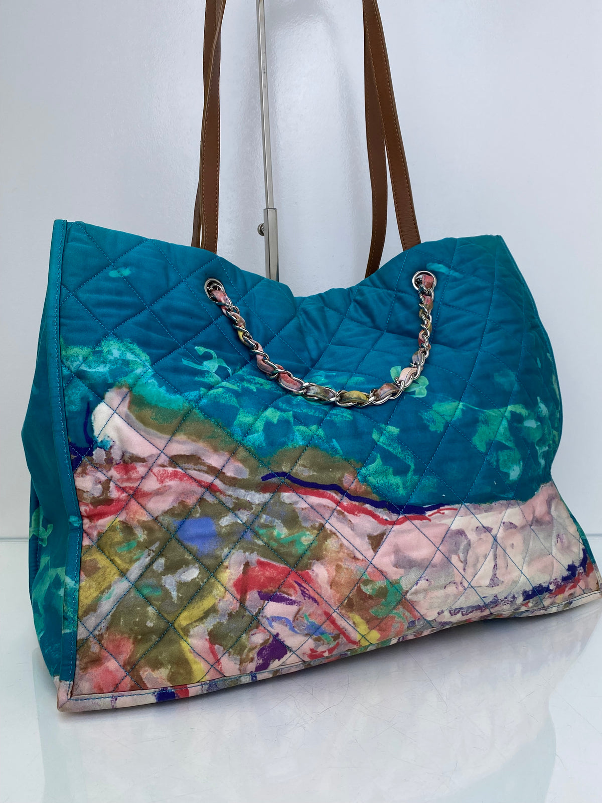 Chanel Blue & Multicolor Watercolors Large Tote Bag SHW