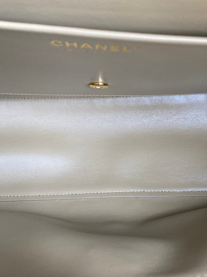 Chanel Tan Quilted Suede Jumbo Classic Flap Bag GHW