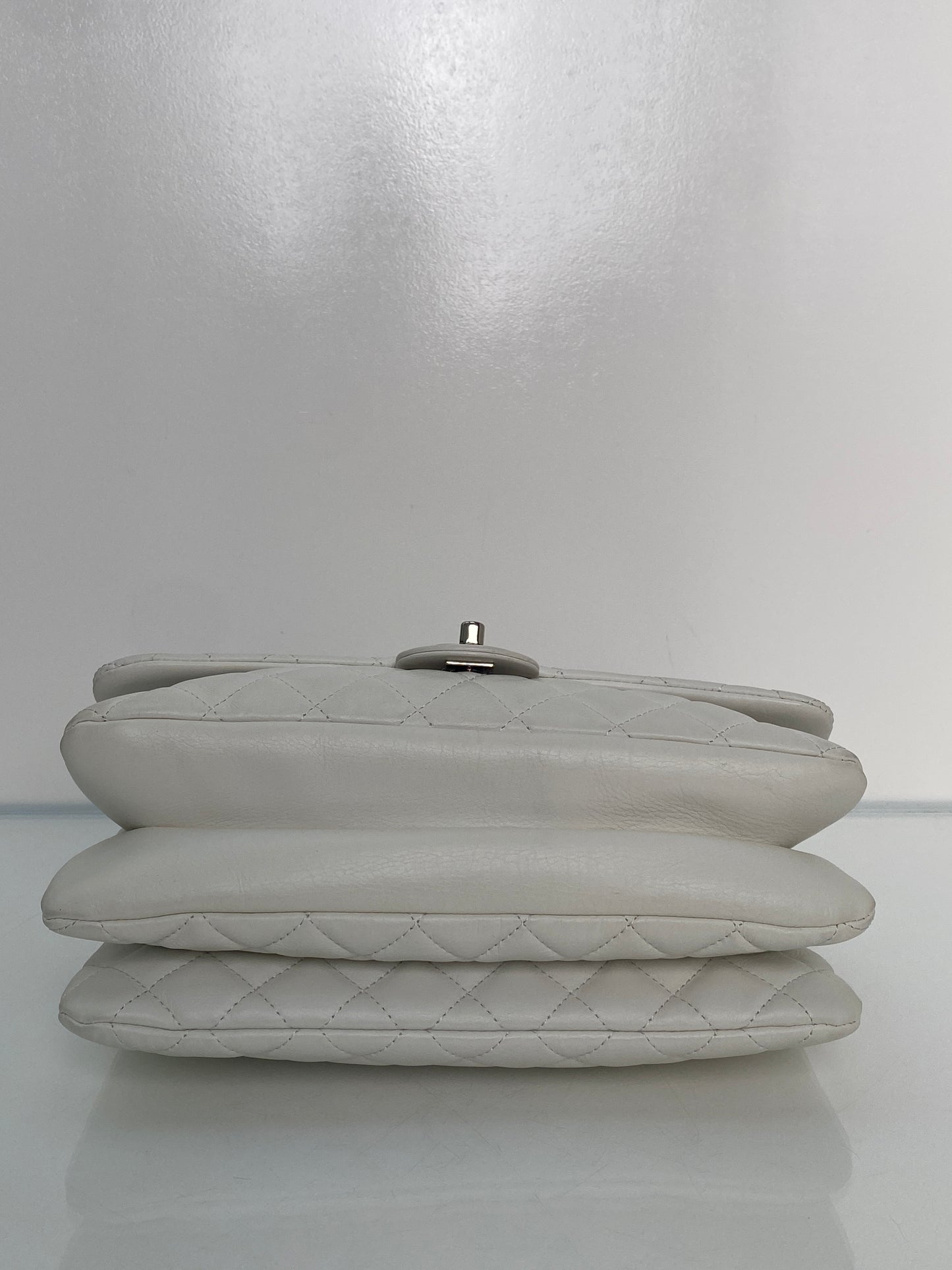 Chanel White Lambskin Quilted 3 Flap Bag SHW #19