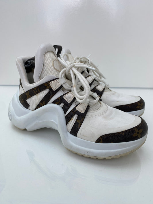 Louis Vuitton White & Monogram Archlight Sneakers, 39.5