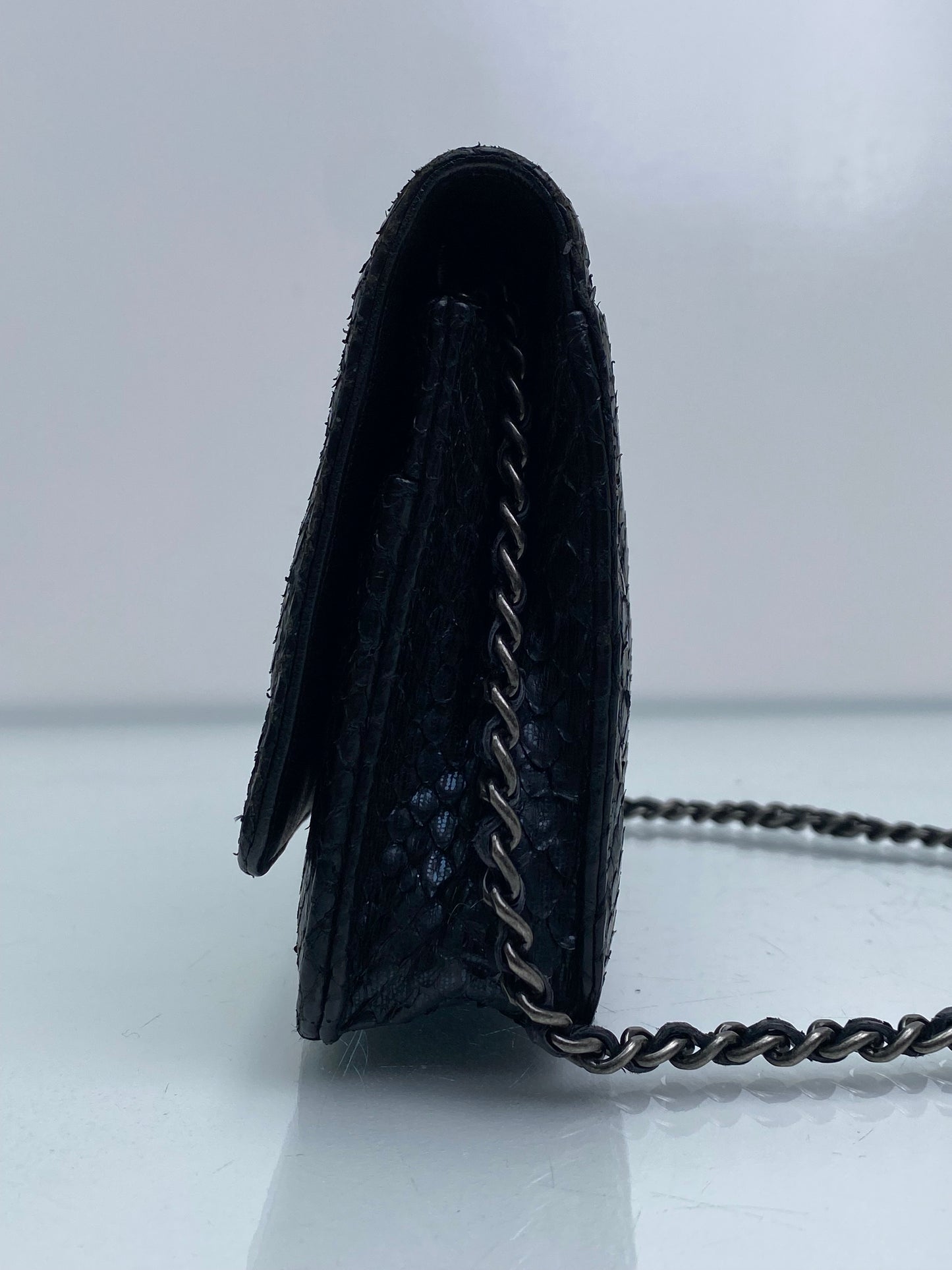 Chanel Reissue Black & Blue Python Wallet On Chain RHW