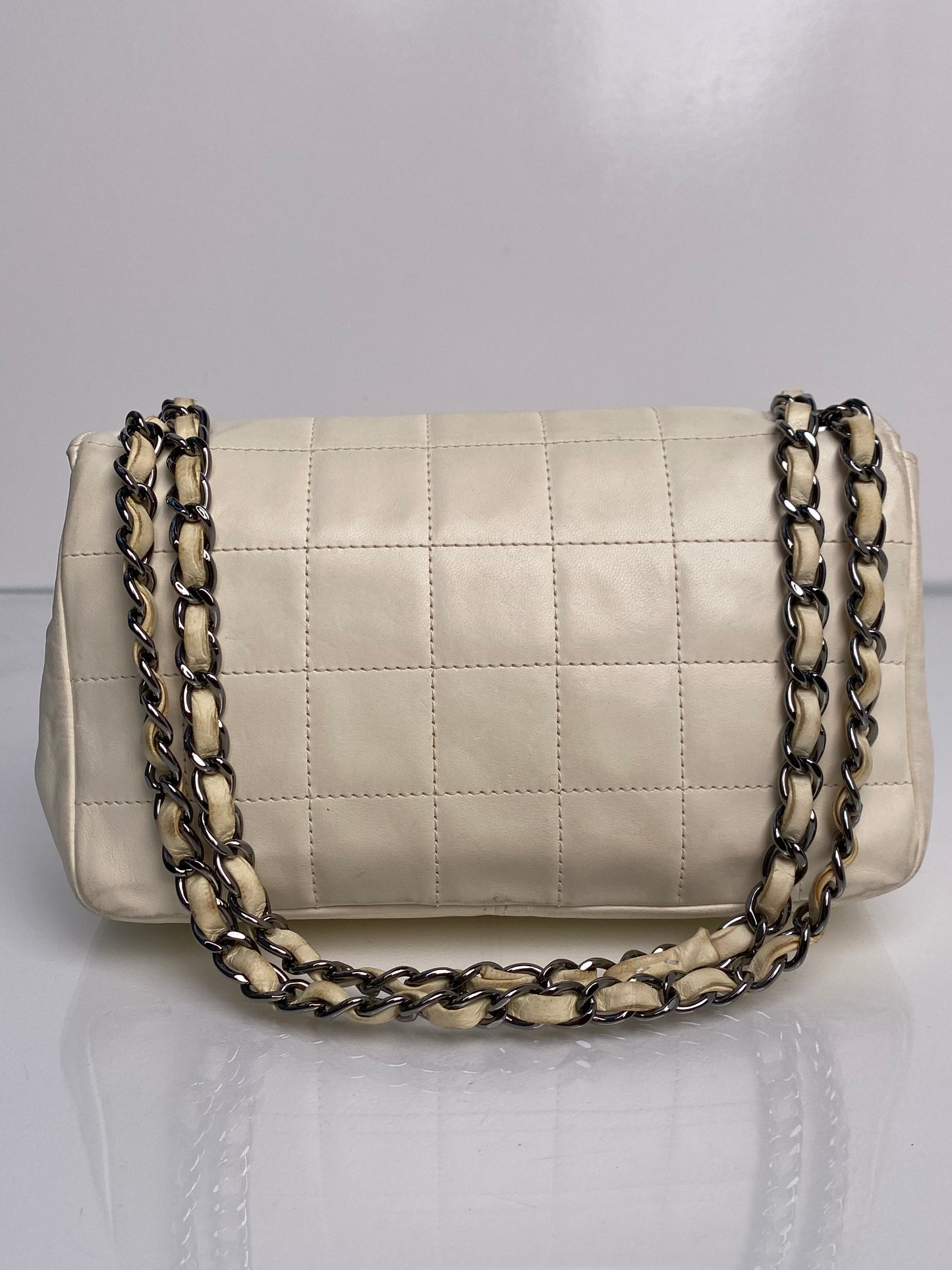 Chanel White Square Stitched Coin Pouch Bag