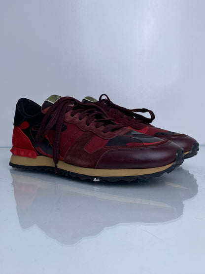Valentino Men’s Red & Burgundy Suede Camo Sneakers, 43