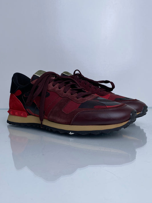 Valentino Men’s Red & Burgundy Suede Camo Sneakers, 43