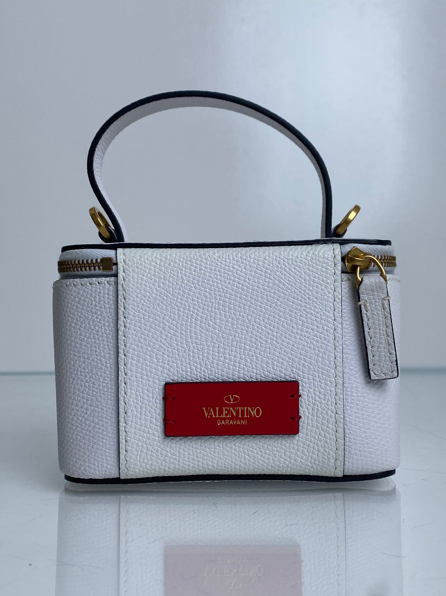 Valentino White Tophandle Vanity Case Bag GHW