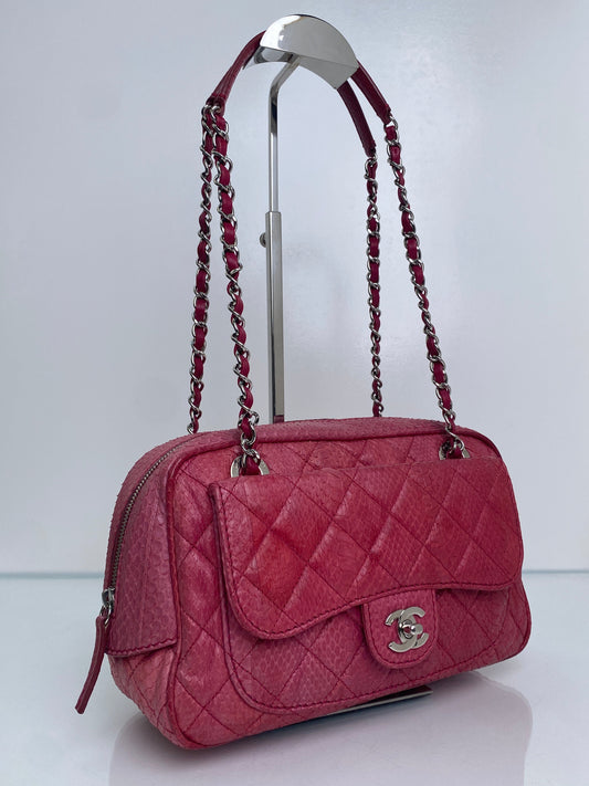 Chanel Pink Python Camera Shoudler Bag SHW