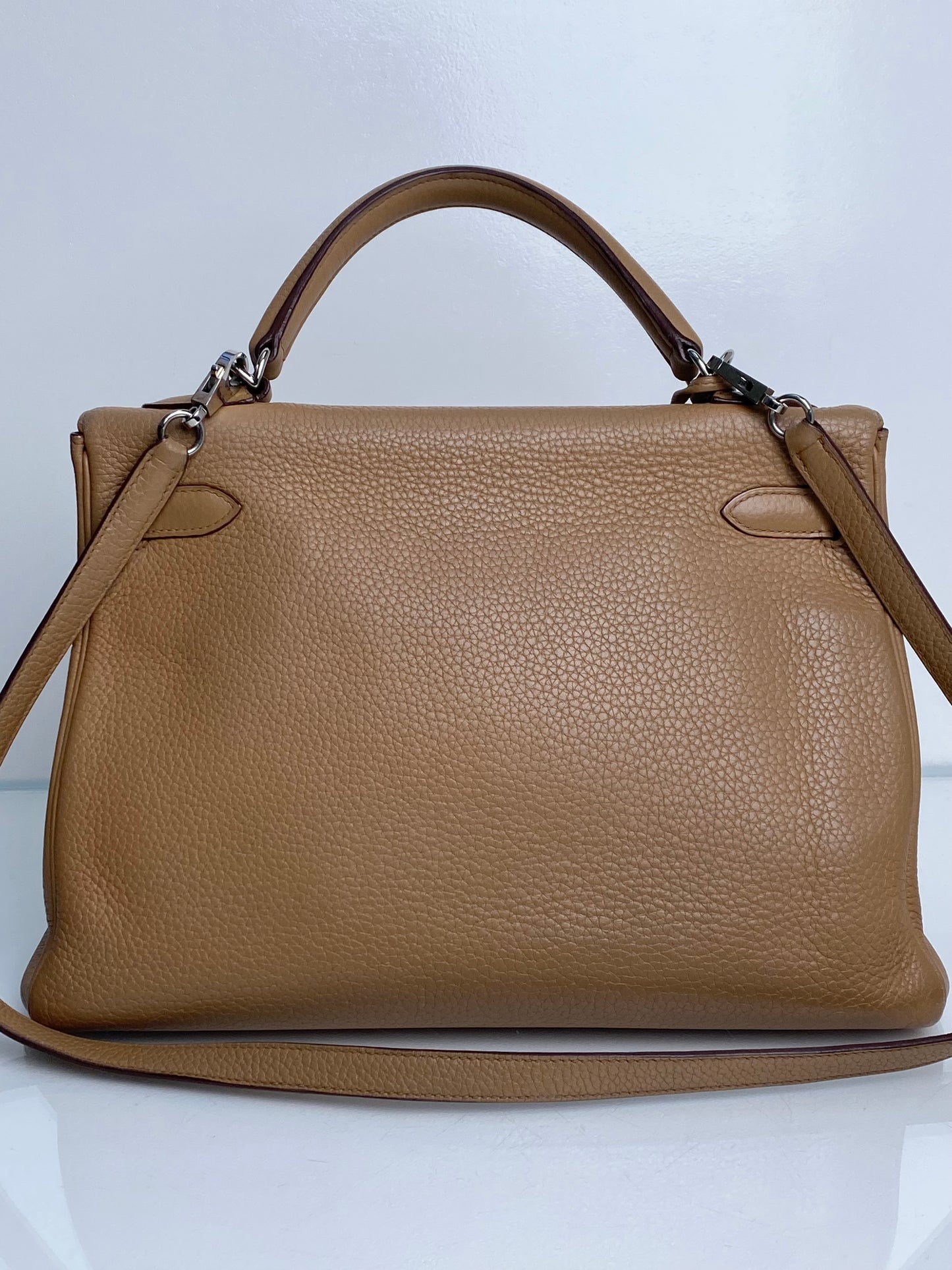 Hermes Kelly 32 Tabac Camel Clemence PHW #M