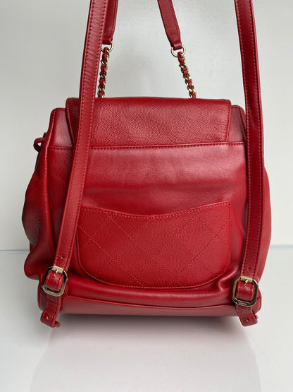 Chanel Business Affinity Red Caviar Quilted Backpack