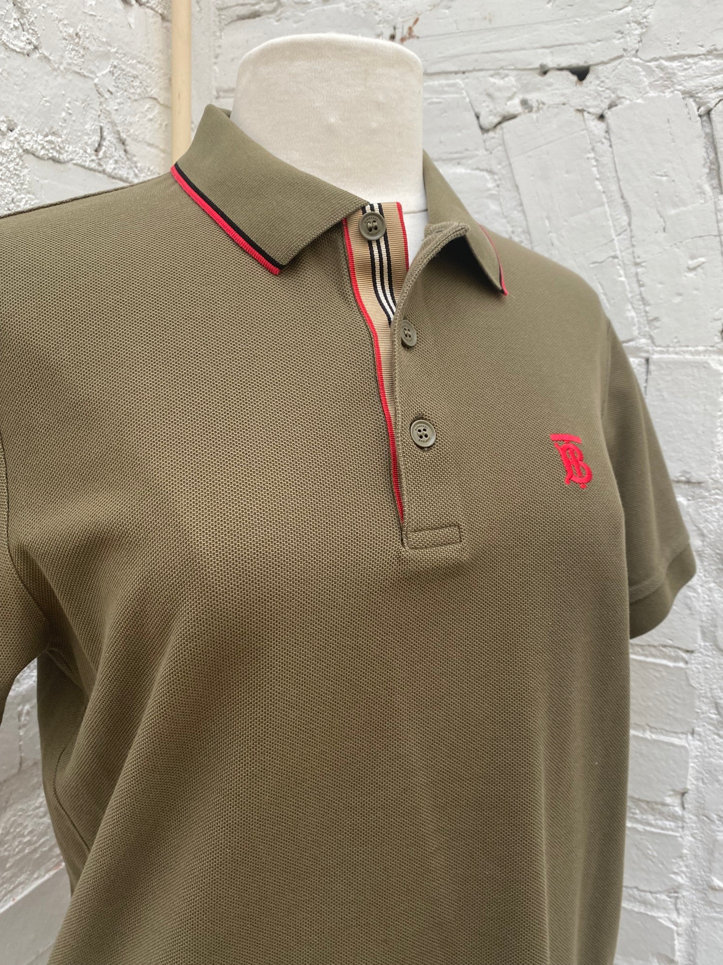 Burberry Green & Red Polo Shirt, M