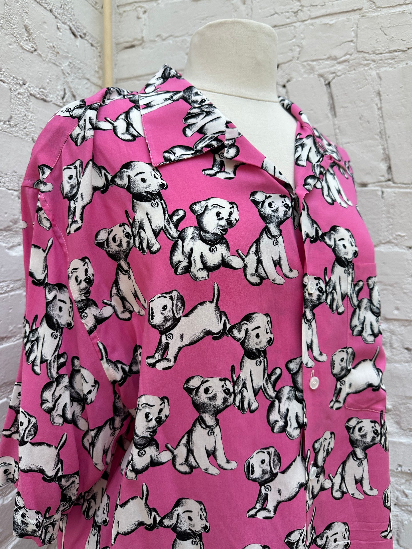 Celine Pink Puppy Button Down Shirt 39