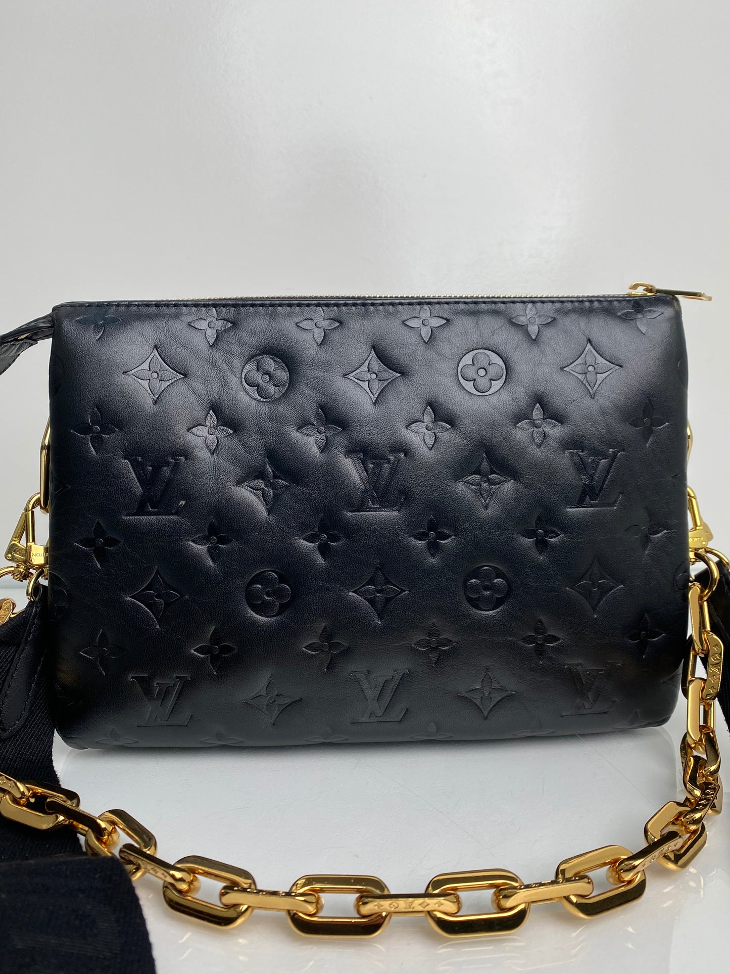 Louis Vuitton Black Coussin Monogram Embossed Lambskin PM