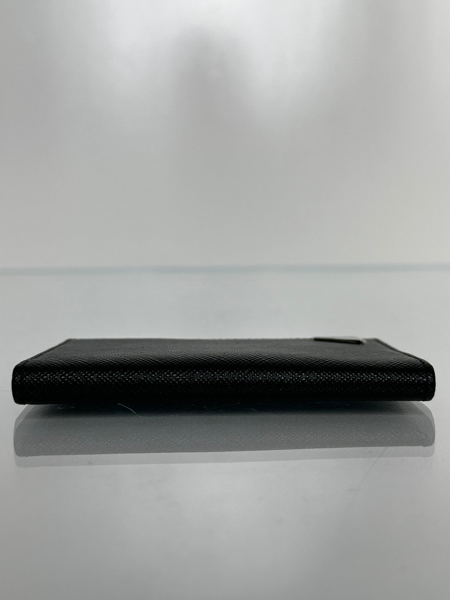 Prada Black Saffiano Slim Bifold Cardholder SHW