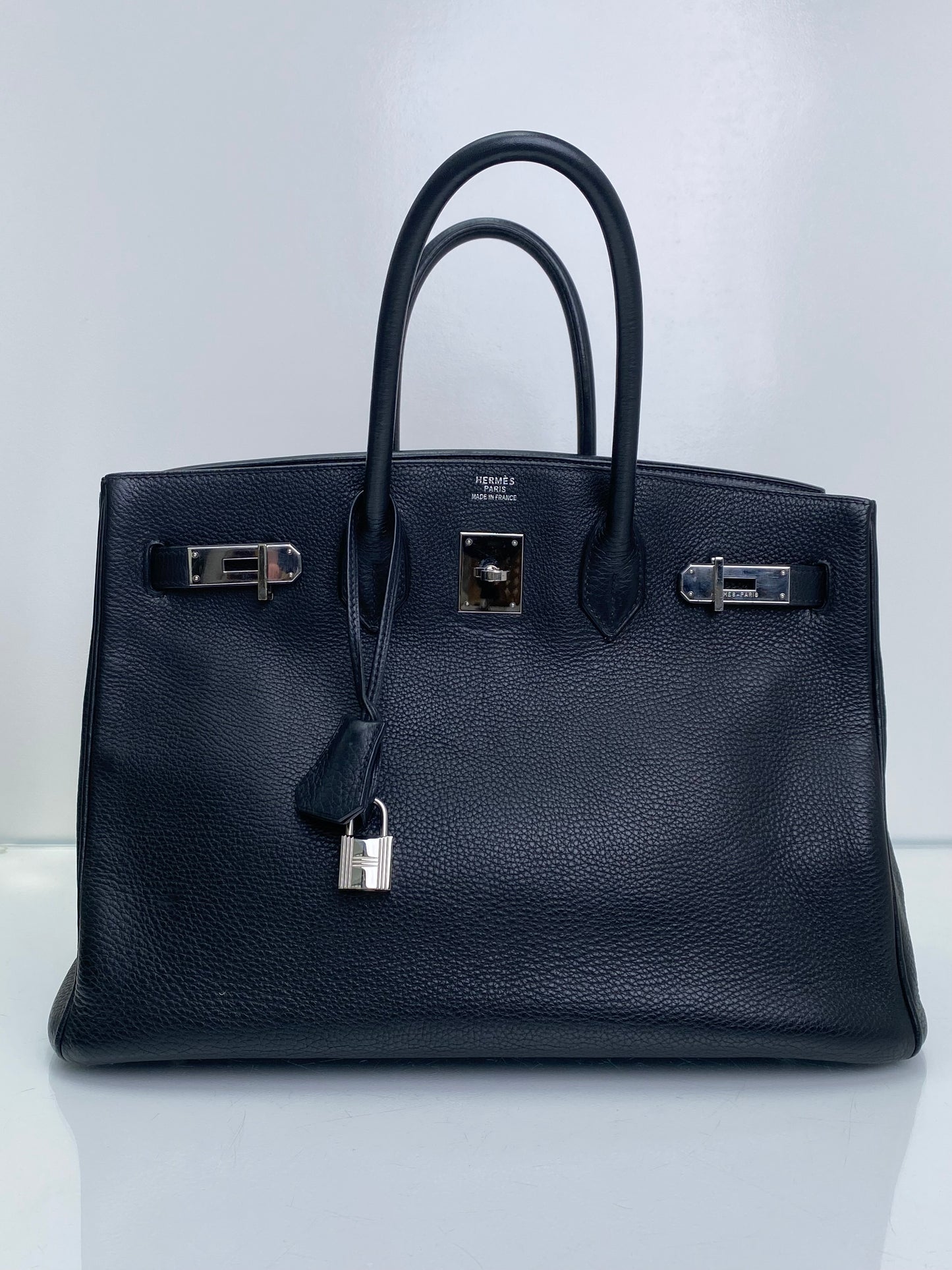 Hermes Birkin 35 Noir Clemence PHW #G