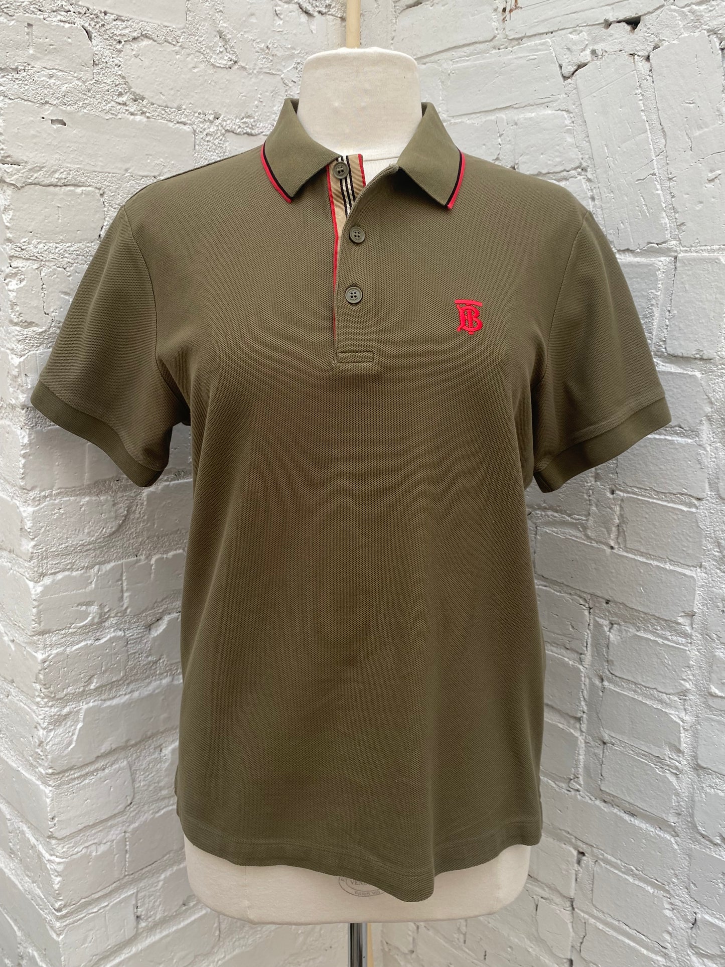 Burberry Green & Red Polo Shirt, M