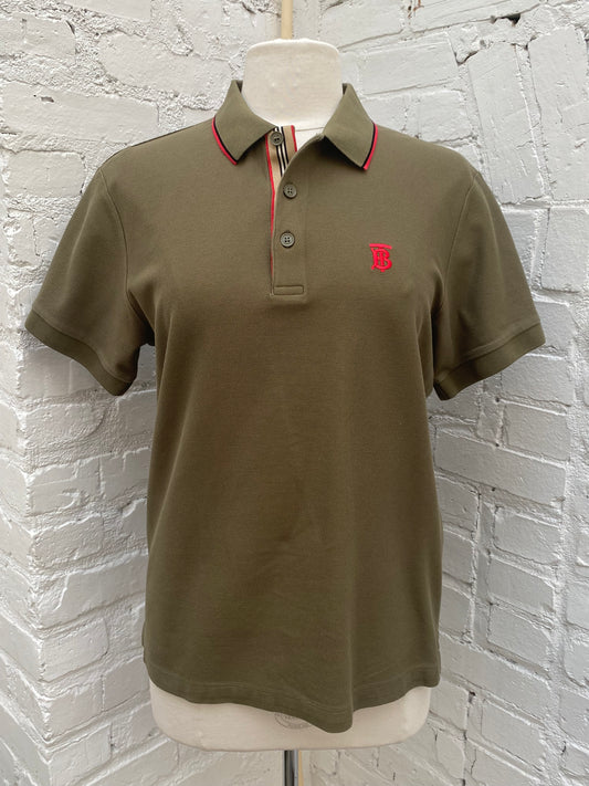 Burberry Green & Red Polo Shirt, M