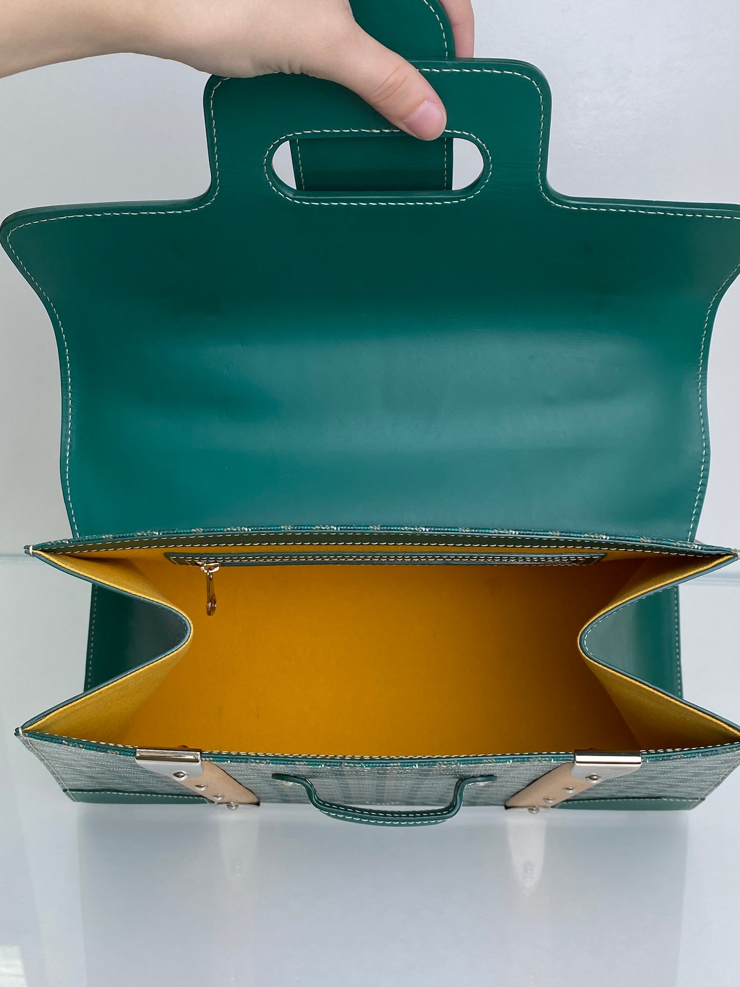 Goyard Green & Tan Saigon GM Tote Bag SHW