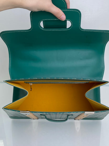 Goyard Green & Tan Saigon GM Tote Bag SHW