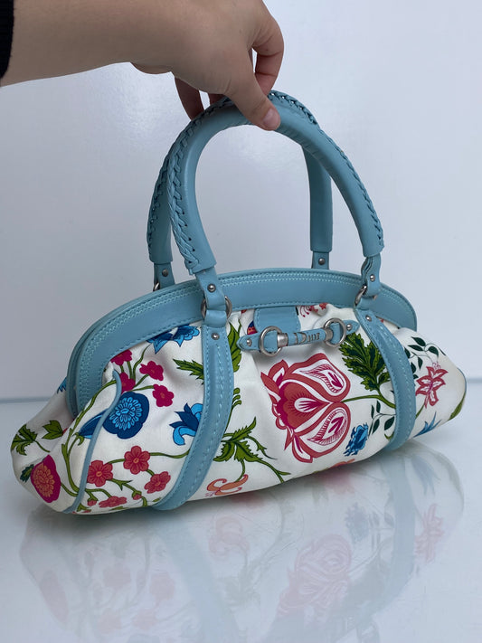 Dior Vintage White & Multicolor Floral Canvas & Leather My Dior Bag SHW