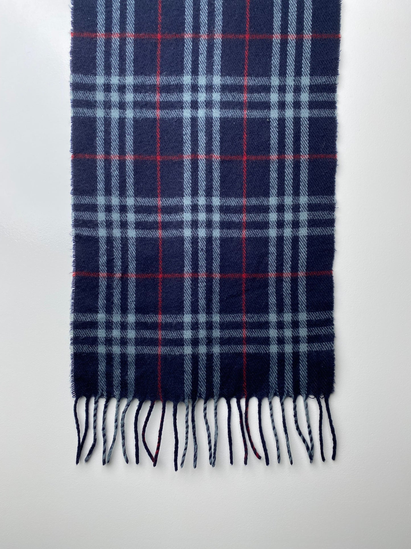 Burberry Black, Red, & Grey Plaid Wool Scarf