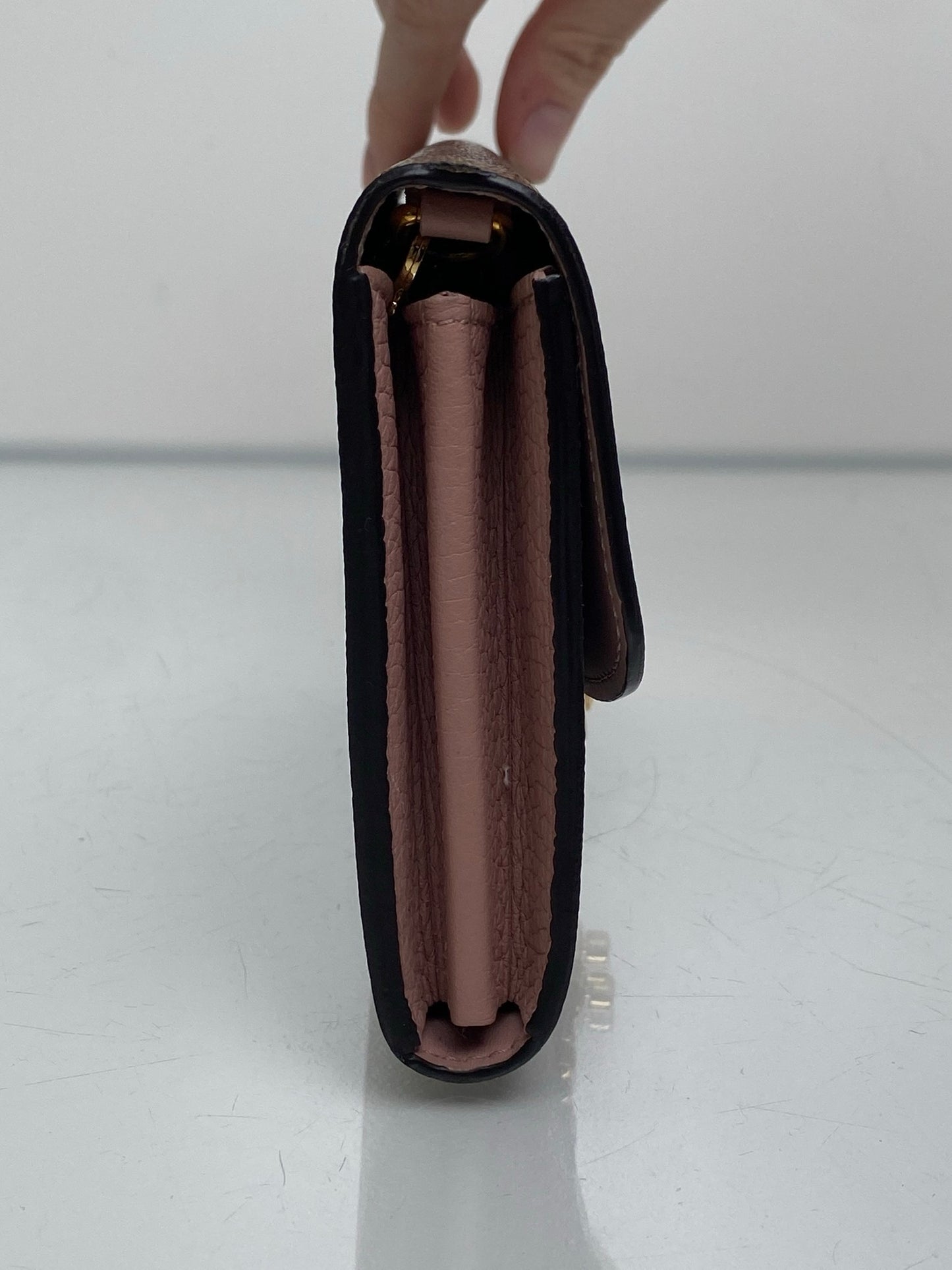 Louis Vuitton Pink & Damier Ebene Croisette Wallet On The Chain Bag GHW