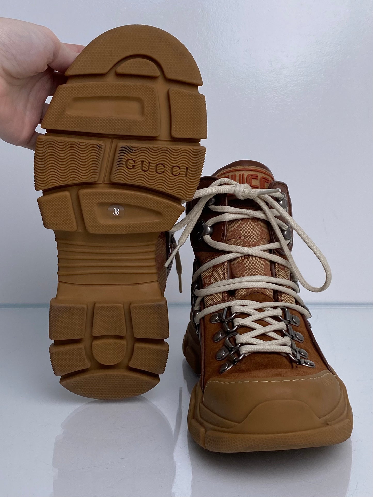 Gucci Brown/Tan GG Hiking Boots, 38