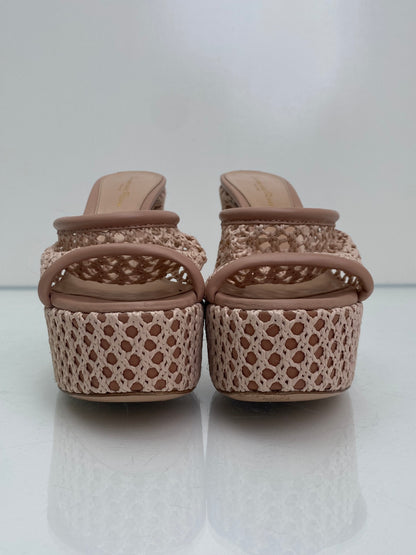 Gianvitto Rossi Mesh/Leather Nude Heels, 37.5