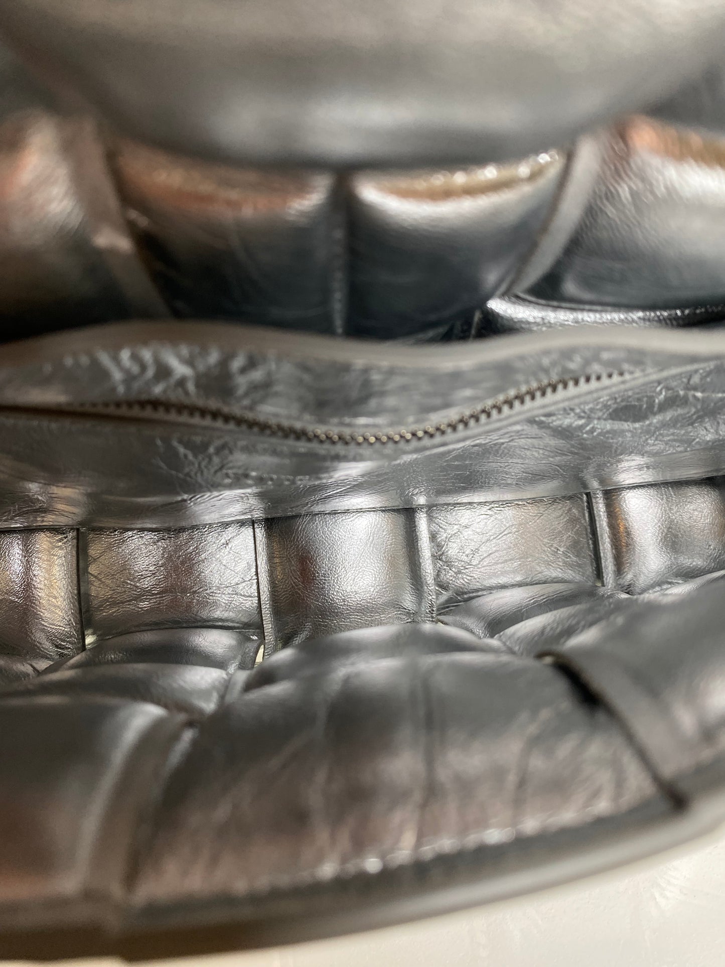 Bottega Veneta Silver Mirror Padded Cassette Bag SHW