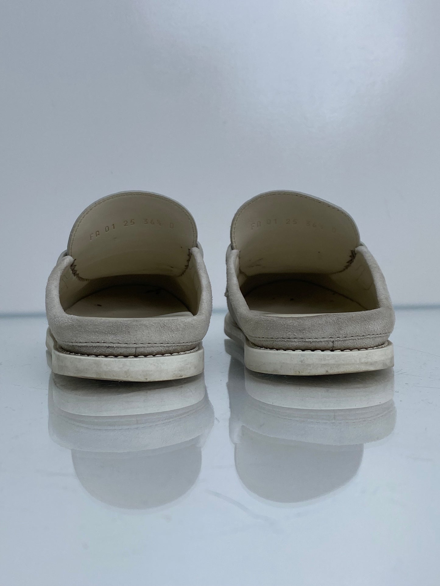 Dior Light Grey Suede Mules, 36.5