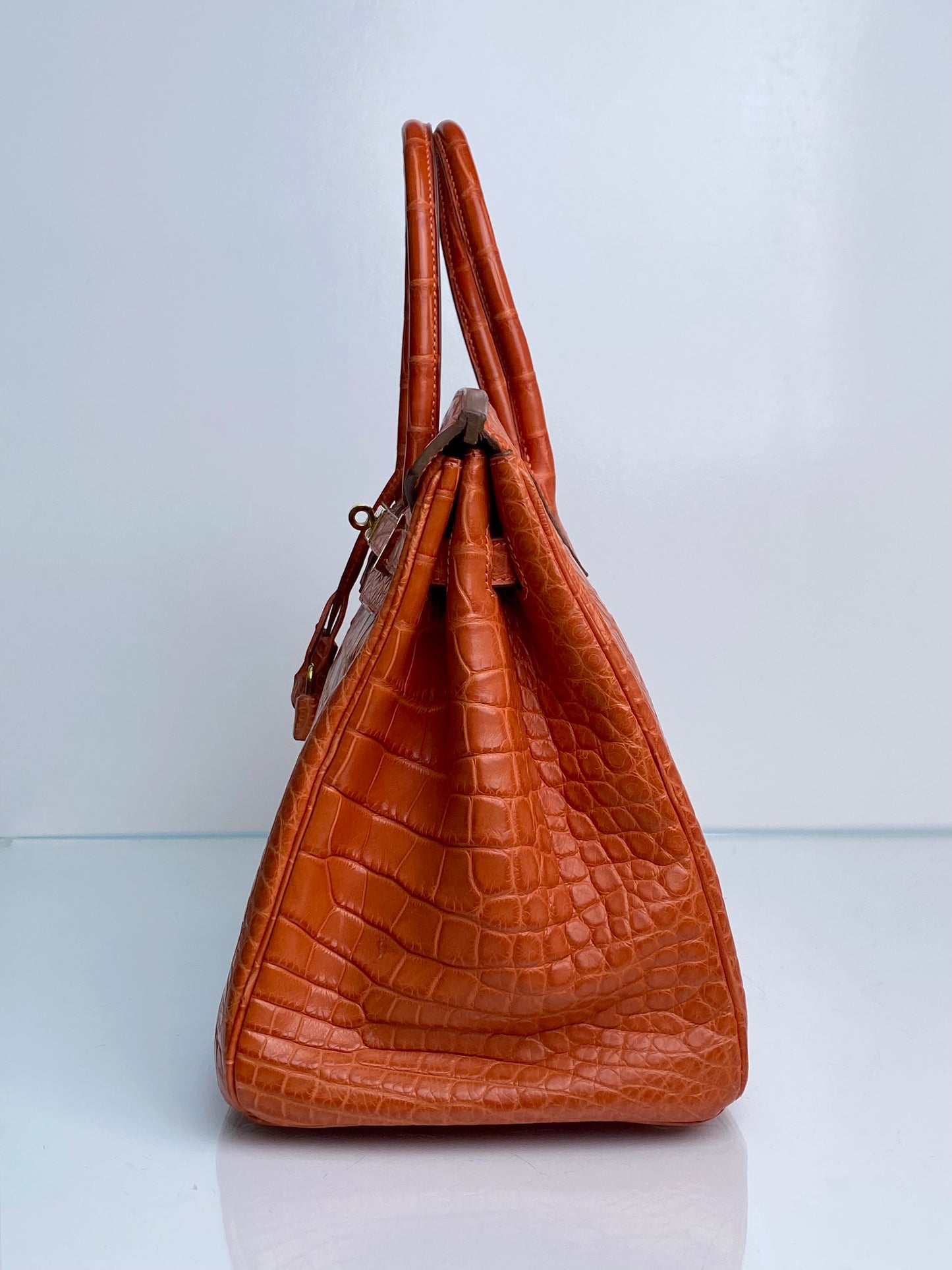Hermes Birkin 35 Orange Matte Niloticus Croc GHW #O