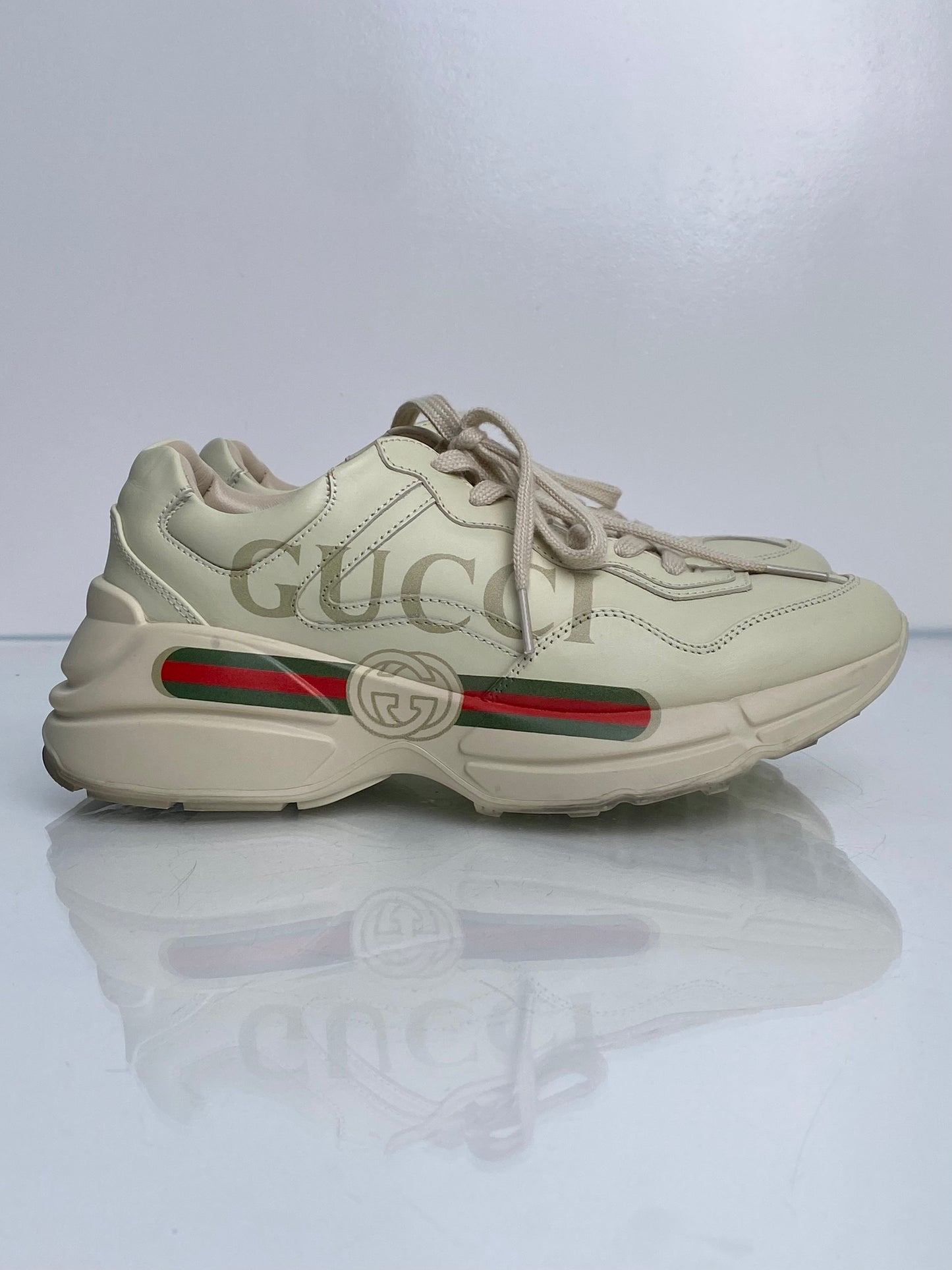 Gucci Beige Rython Leather Low Trainers, 39