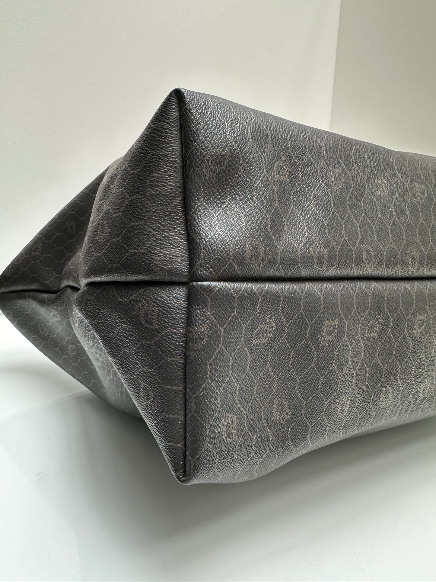 Christian Dior Brown Leather Honeycomb Luggage Tote