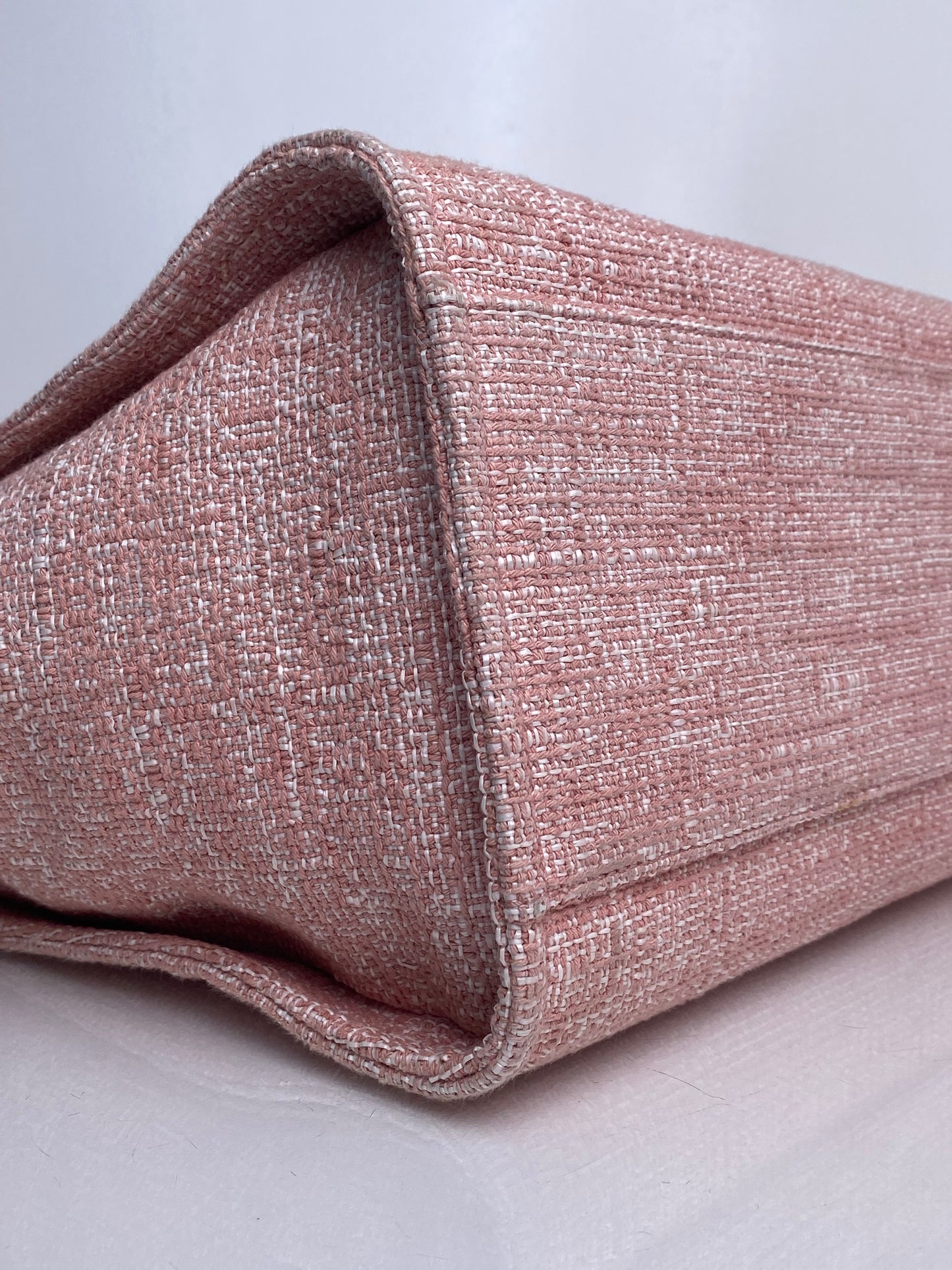 Chanel Pink Glitter Deauville Tweed Medium Tote Bag SHW