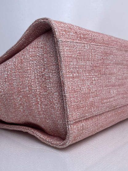 Chanel Pink Glitter Deauville Tweed Medium Tote Bag SHW