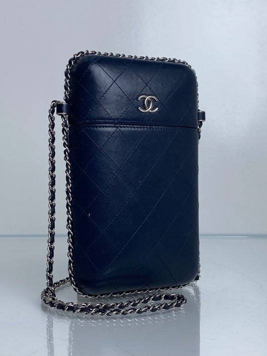 Chanel Navy Chain Around Phone Holder Bag SHW