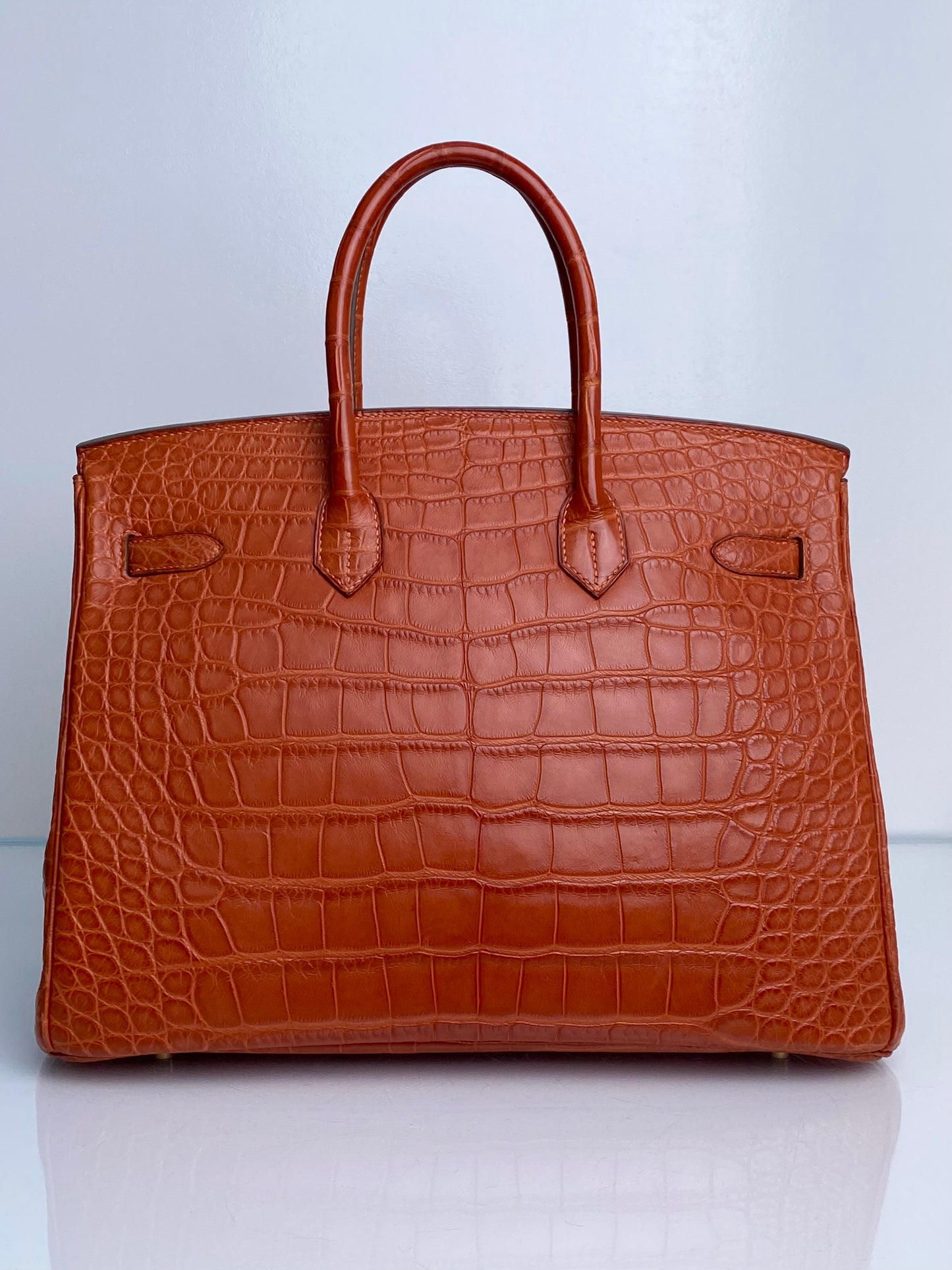 Hermes Birkin 35 Orange Matte Niloticus Croc GHW #O