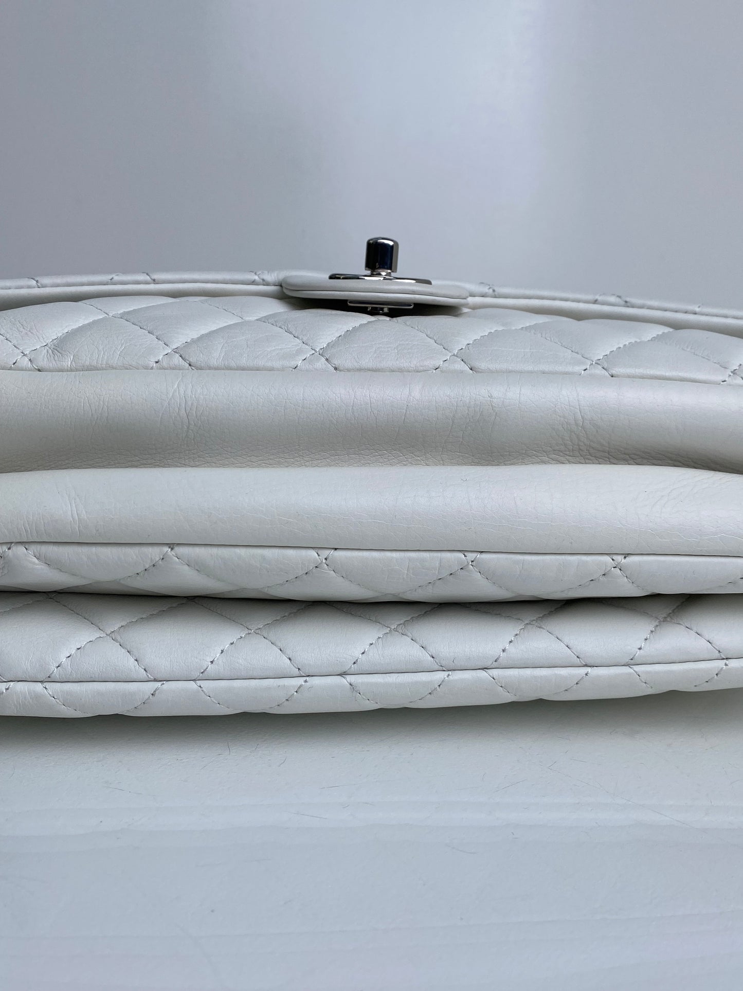 Chanel White Quilted Calfskin Triple Flap Bag SHW #19