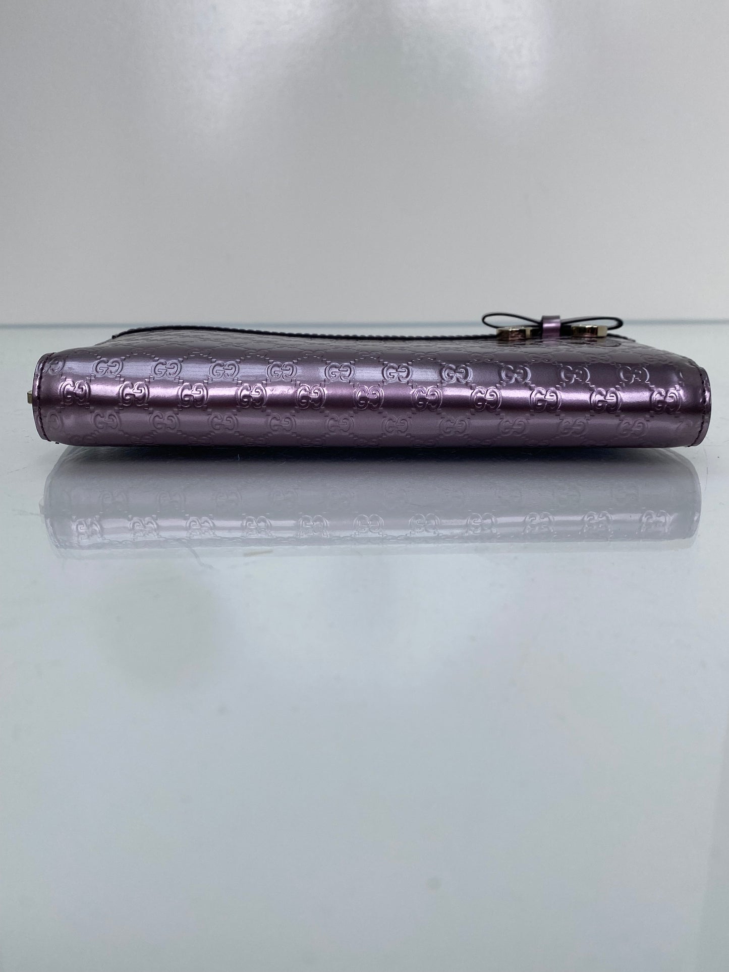 Gucci Purple Metallic Zip Wallet GHW
