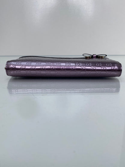 Gucci Purple Metallic Zip Wallet GHW
