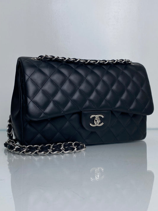 Chanel Black Jumbo Lambskin Bag SHW #18