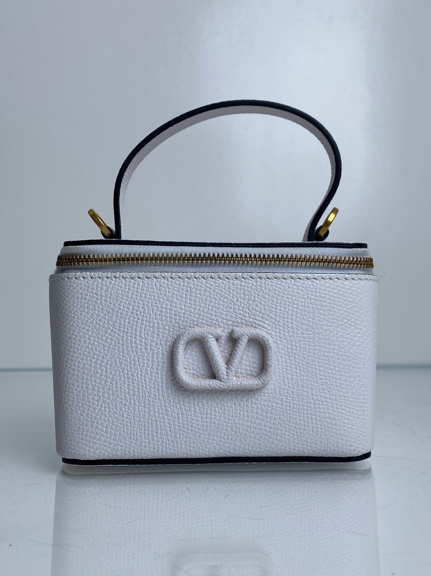 Valentino White Tophandle Vanity Case Bag GHW