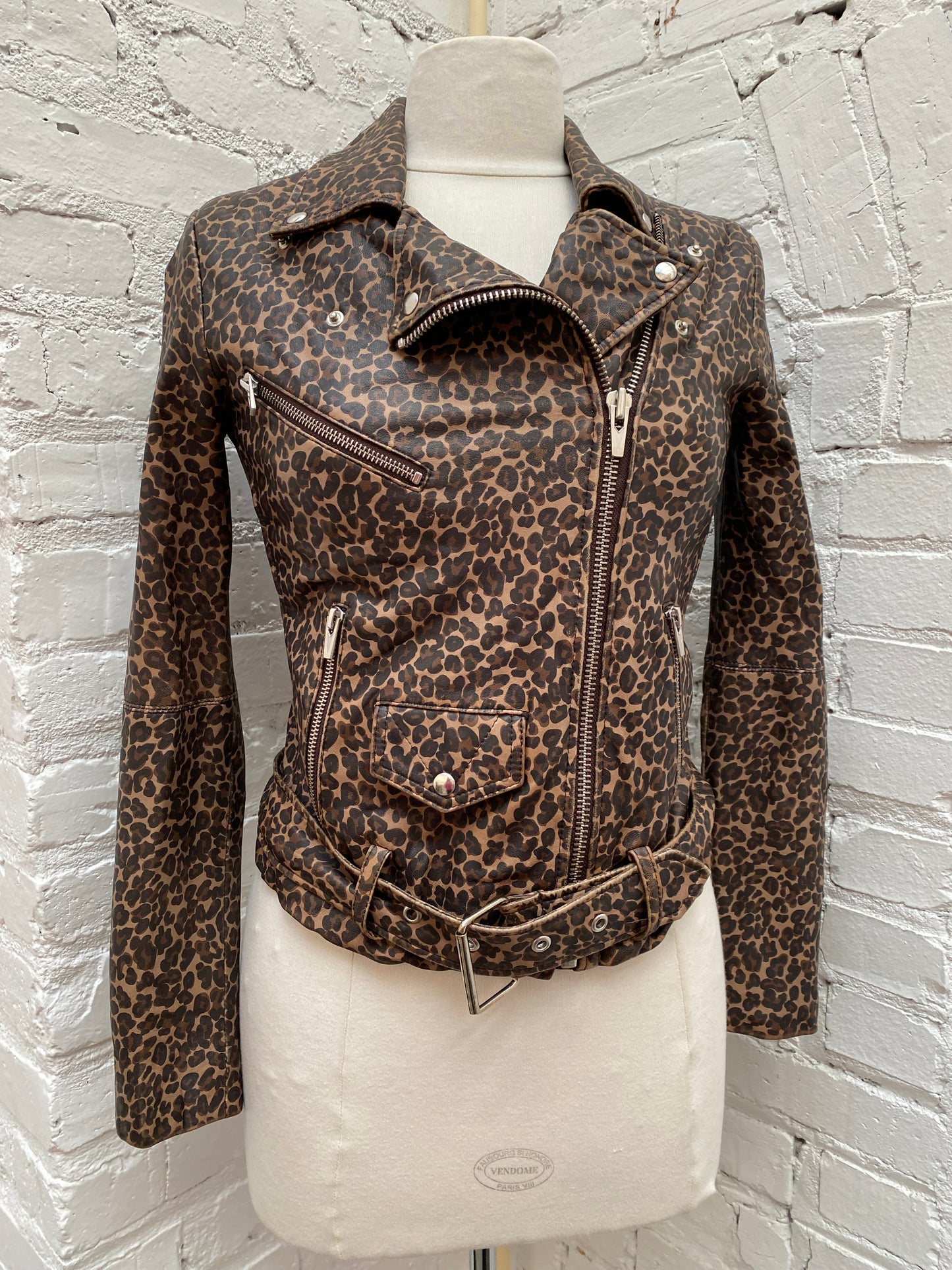 Veda Leopard Leather Jacket, P