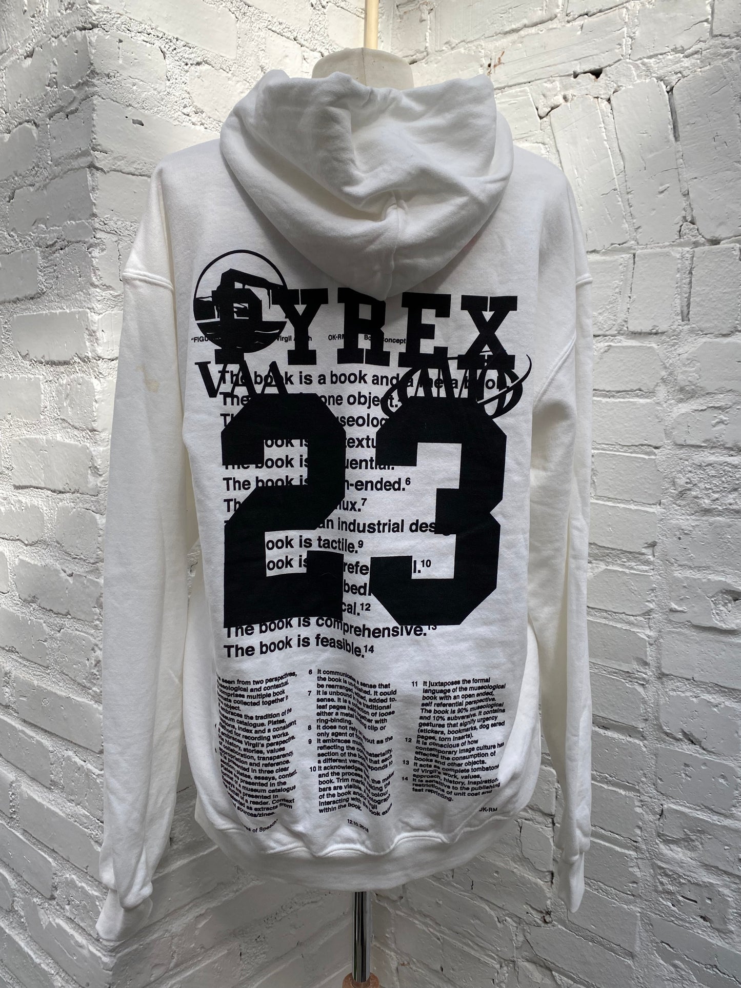 Virgil Abloh White Graphic Hoodie, L