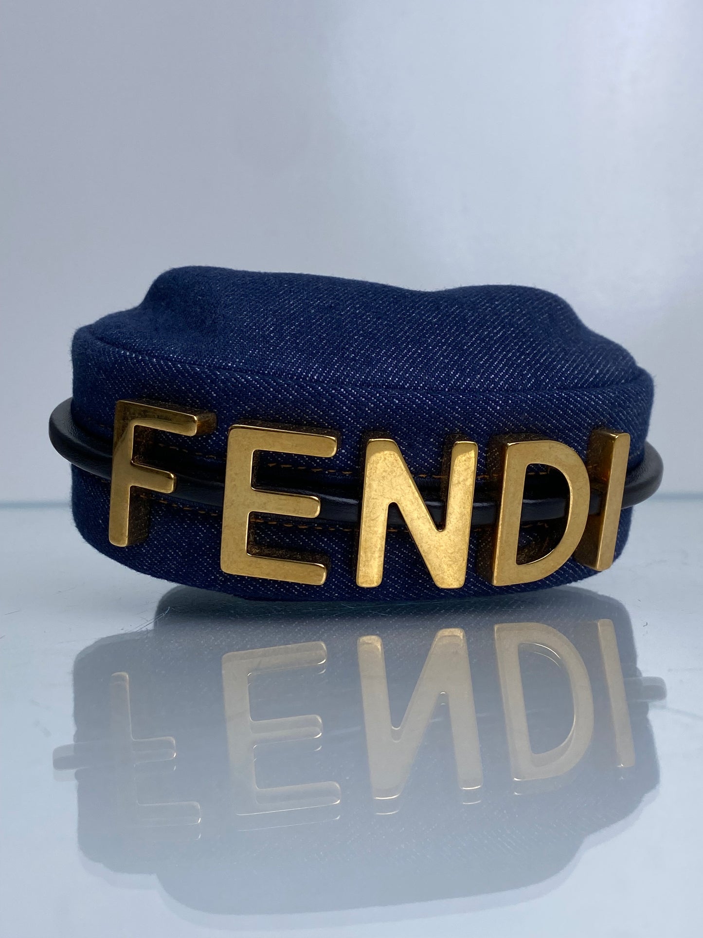 Fendi Blue Denim Fendigraphy Nano Bag / Charm GHW