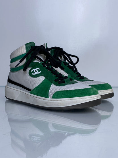 Chanel Green CC High Top Sneakers, 39