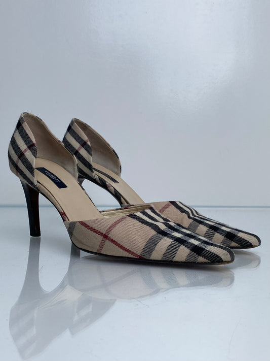 Burberry Vintage Plaid Heels, 41.5