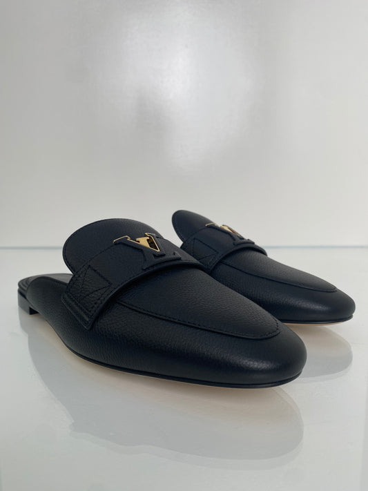 Louis Vuitton Black Mare Open Back Loafer, 40