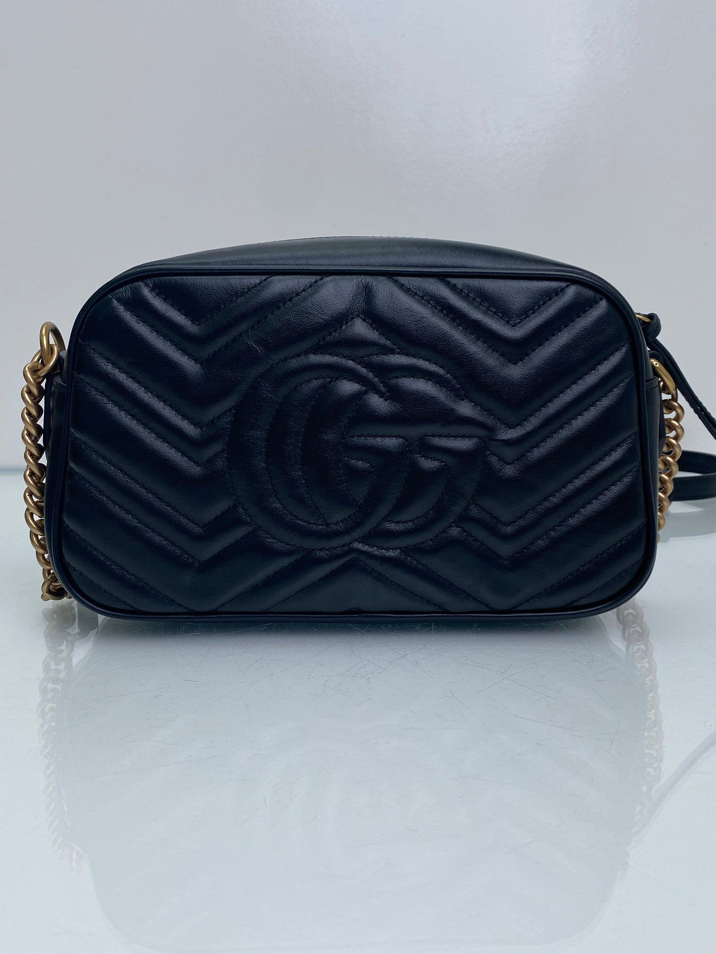 Gucci Marmont Black Large Camera Bag GHW